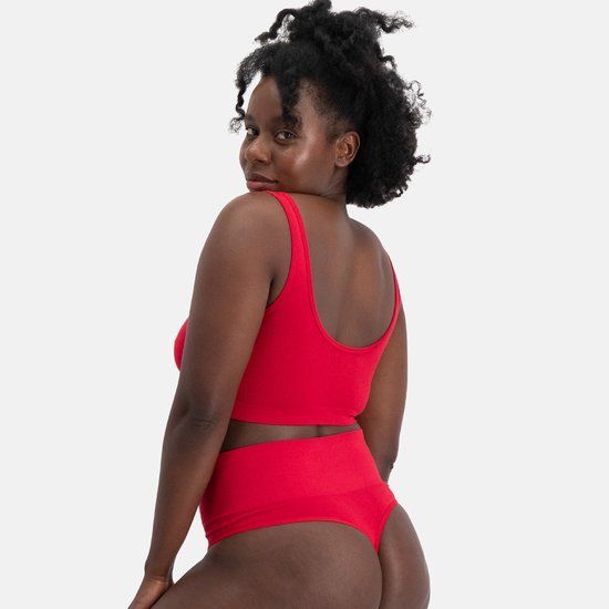 Bamboo Basics Comfortabel & Zijdezacht Seamless High Waist Strings Zoey (3-pack) - Rood - S