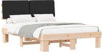 vidaXL Bedframe met gestoffeerd hoofdeinde, zwart, 135 x 190 cm