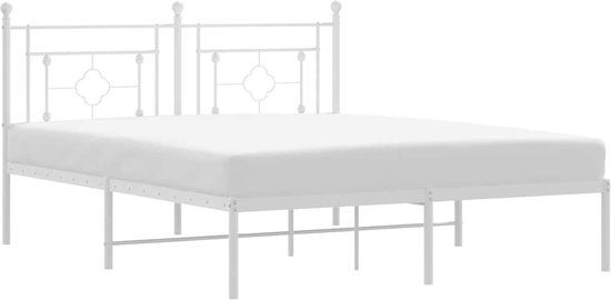 vidaXL Bedframe met hoofdbord - metaal - wit - 150x200 cm