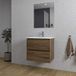 Saniclass Chaci Badkamermeubelset - 60x46x55cm - keramische wastafel wit - 1 wasbak - 1 kraangat - 2 lades - rechthoekige spiegel - noten