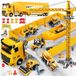 Ensemble de jouets de véhicules de construction complet pour enfants, Set de jeu de camion de génie avec grand camion cargo conteneur, Tour de grue rotative à 360°, 6 mini véhicules de génie en métal coulé sous pression comprenant une pelleteuse