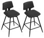 Tabourets de bar, set de 2 - pivotant à 360° - Tissus d'ameublement en velours - Avec dossier et repose-pieds - Hauteur d'assise 65,5 cm - Capacité de charge jusqu'à 150 kg - Noir