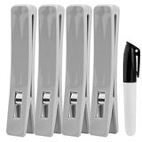 Fripac-Medis clips noteren & gum met afwasbare pen, voor het vasthouden, markeren en herinneringen in het huishouden/kantoor, in plaats van post-its, grijs, 1 x 4 stuks