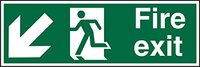 Stewart Superior Seco Fire Exit Sign - Arrow Down & Left, Man Left, 450mm x 150mm - Self-Adhesive Vinyl