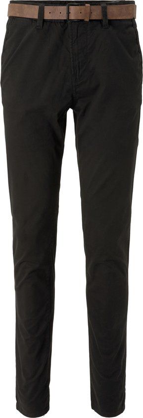 TOM TAILOR Slim Chino with belt Heren Broek - 29999 Black - Maat 32/32