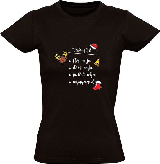 Kerst verlanglijst Dames T-shirt - Zwart - S