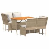 vidaXL 3-delige Loungeset met Kussens, Poly Rattan, Beige