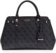 GUESS Leona Logo Multi Compartment Satchel Coal Logo donkergrijs Handtas