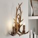 Lindby Wandlamp Fibi, 2-Lichts, Polyester/Staal, H: 47 cm, E14, Bruin Rustiek