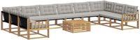 vidaXL - Dining loungeset - Acacia hout - Wit en lichtgrijs - 14 zitplekken