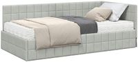 vidaXL Hoekbedframe met Matras en Hoofdeinde - 2-persoons - Lichtgrijs Fluweel
