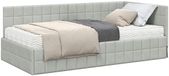 vidaXL Hoekbedframe met Matras en Hoofdeinde - 2-persoons - Lichtgrijs Fluweel