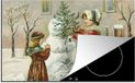 Merkloos KitchenYeah® Inductie beschermer 77x51 cm - Kerst - Sneeuw - Kerstkaart - Inductie beschermer
