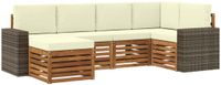 vidaXL - Buiten - bank - set - 6 - st - Natuurlijk - en - Crème - Polyester