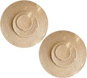 Placemat en sous-verre en bambou résistant à la chaleur, non lavable, isolant, en lin et paille, beige