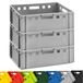 BURI 3x caisse à viande E2 Gris 60x40x20cm caisse de stockage, caisse à viande, caisse de boucher Eurobox d'Allemagne apte au contact alimentaire, robuste, empilable