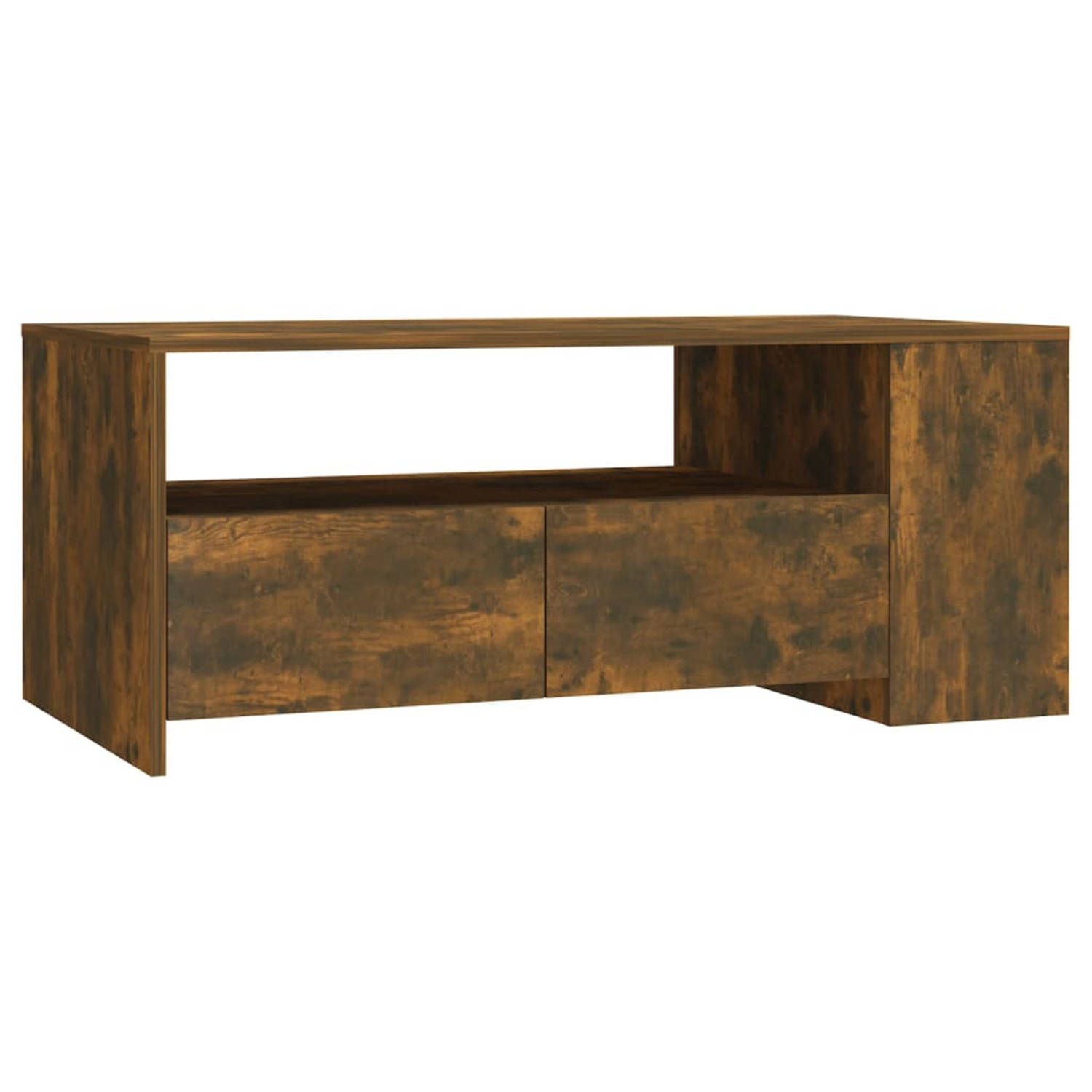 vidaXL salontafel 102x55x42 cm bewerkt hout gerookt eikenkleurig