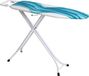 Table à repasser réglable avec 4 pieds, housse supplémentaire, motif rayé bleu/blanc