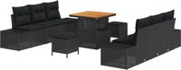 vidaXL Tuinbank Set Zwart Poly Rattan 9-delig