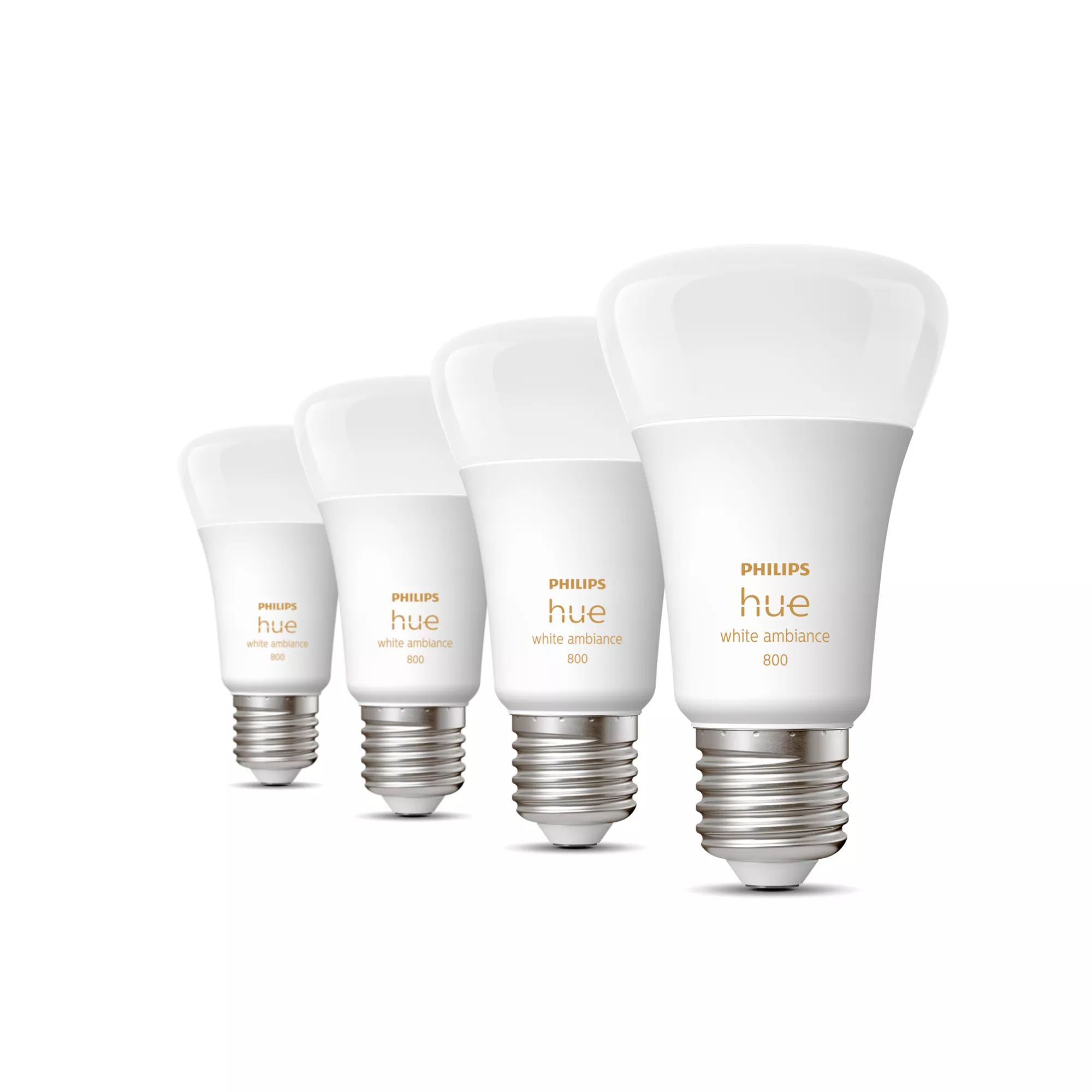 Philips Hue White Ambiance E27 Smart Bulb 4-Pack - 800 Lumens