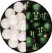 Decoris Kaemingk B.V. 32x Kunststof Kerstballen Mix Parelmoer Wit & Donkergroen 4 cm