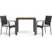 Ensemble de salle à manger de jardin avec coussins 3 pièces mobilier de jardin noir