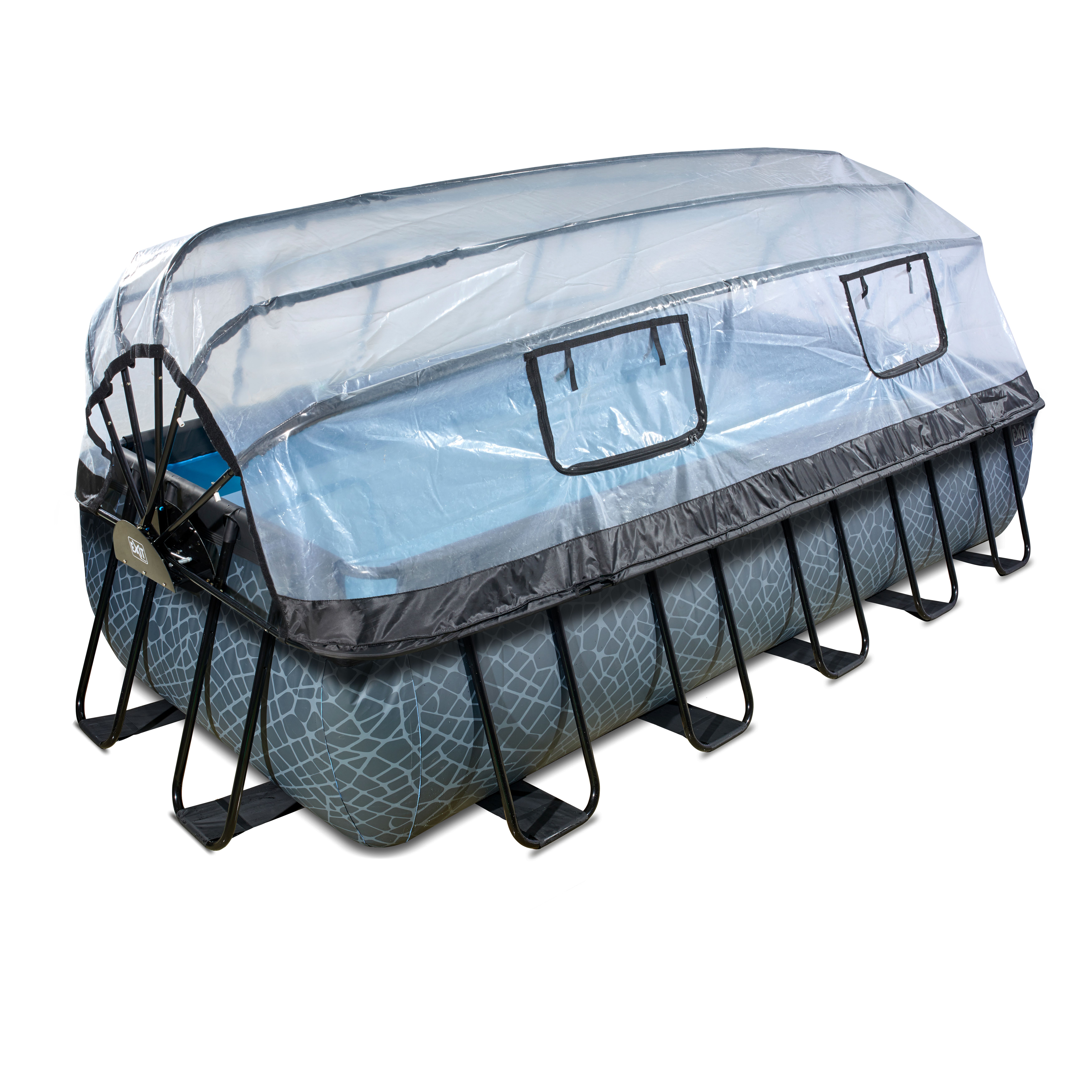 EXIT Stone Zwembad - 540x250cm - Grijs - Met Overkapping & Zandfilterpomp