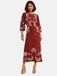 Love & Roses Robe Beige clair / Bleu / Brun rouille