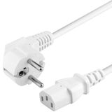 PremiumCord 230 V 1 m stroomkabel met schuin geaard contact naar C13-aansluiting voor koudapparaat, IEC 320, 3-polige pc-kabel, wit