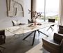Table à manger Edge Boot 300x120 cm Céramique Minas Melange Blanc-Beige Pied croisé Rectangulaire Acier inoxydable Graphite