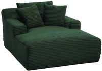 Vente-unique Chaise longue in grof ribfluweel groen DONILIA