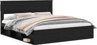 vidaXL Bedframe met opbergruimte, massief grenenhout, zwart, 200 x 200 cm