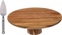 5Five platte taartschaal - rond - acacia hout - 28 x 9 cm - presentatieschaal