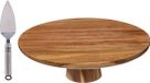5Five platte taartschaal - rond - acacia hout - 28 x 9 cm - presentatieschaal