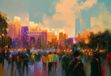 karo-art Canvas Print - Sunset in the Park - Multicolor - Modern Wall Art