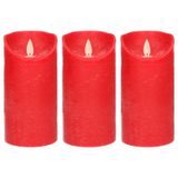 Anna's Collection - 3x Bougies LED rouges / bougies pilier 15 cm - Bougies de luxe à piles avec flamme mobile