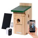 dobar® Eazy nestkast met wifi-camera en zonnepaneel, vogelobservatie met nesthulp van hout en app, Ø 30 mm invliegat, groen
