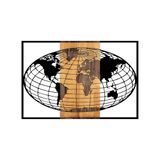 Elegant decoratief houten wandaccessoire, zwart en walnoot, 87 x 3 x 58 cm