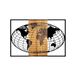 Elegant decoratief houten wandaccessoire, zwart en walnoot, 87 x 3 x 58 cm