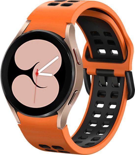 Strap-it Smartwatch bandje - sport square - oranje/zwart - Samsung Galaxy Watch 4 / 5 / 6 / 7 / Classic / FE