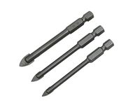 Amtech F0972 tegel- en glasset, wolfraamcarbide getipt, snelwisseling 3-delige zeskantbooren, 5mm, 6mm en 8mm