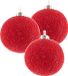 Merkloos / Sans marque Rode Cotton Balls 3x Rode Cotton Balls kerstballen 6,5 cm