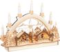 Brubaker 3D-lichtboog, kaarsboog met ledkaarsen, kerstmarkt 2024, kerstverlichting van natuurlijk hout, 31 x 41 x 11 cm, handbeschilderde figuren, kerstdecoratie voor tafel en raam