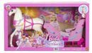 Barbie Accessoire : Traîneau et cheval avec casse-noisette, convient pour deux poupées, à partir de 3 ans