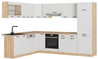 Vicco Hoekkeuken R-Line, Wit Landhuis/Goudkleurig Eiken, 287 x 227 cm, WB Eik