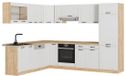 Vicco Hoekkeuken R-Line, Wit Landhuis/Goudkleurig Eiken, 287 x 227 cm, WB Eik