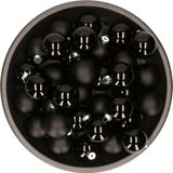 Othmar Decorations Kerstballen set - glas - 36 stuks - zwart - 6 cm - mat en glans