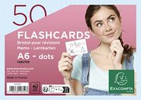 Exacompta 10352E - 50 flashcards bristol A6 dots bleu