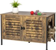 Relaxdays Kattenbak met slot en scheidingswand, 50,5 x 80 x 45 cm (h x b x d), donkerbruin