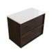 Saniclass Badkamermeubelset - 80x45x62.5cm - Torino solid surface topblad wit - zonder kraangat - 2 lades - mat eiken charcoal (hout) SW1578589/SW1471862